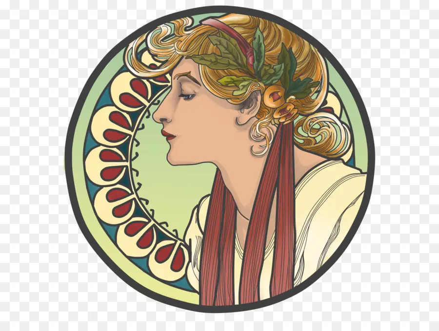 Art Nouveau Kadını，Profil PNG