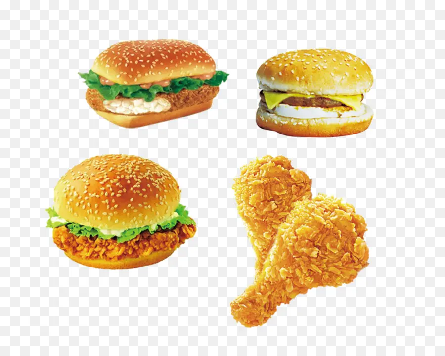 Burger Ve Kızarmış Tavuk，Hamburger PNG