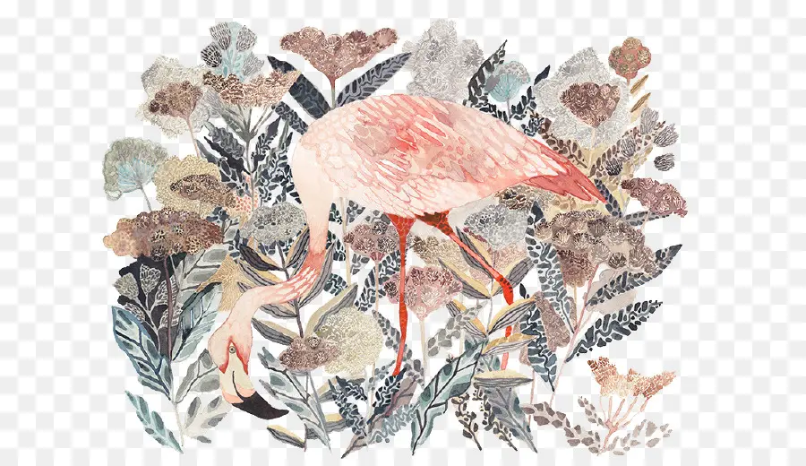 Pembe Flamingo，çiçekler PNG