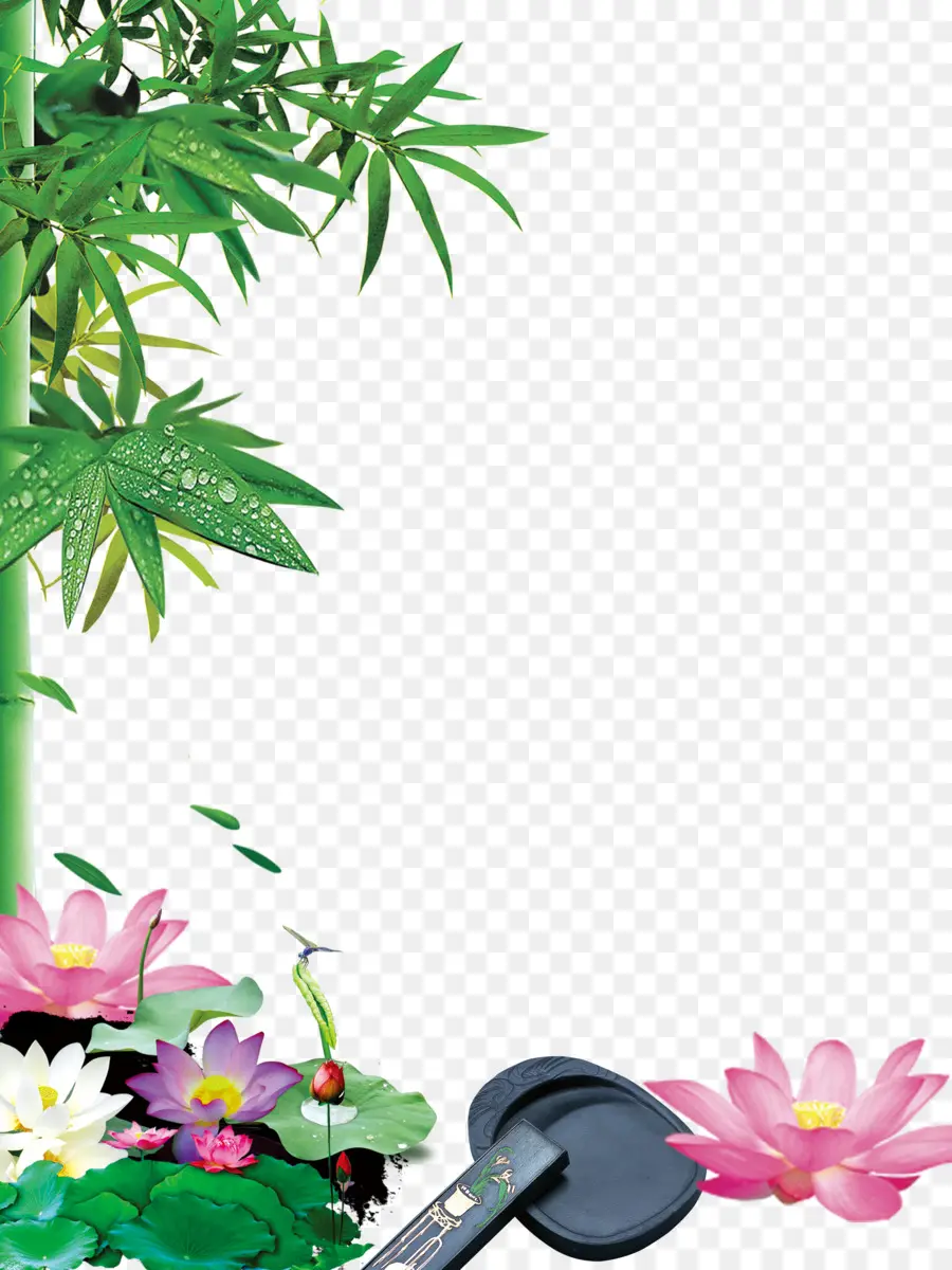 Bambu Ve Lotus，Çiçekler PNG