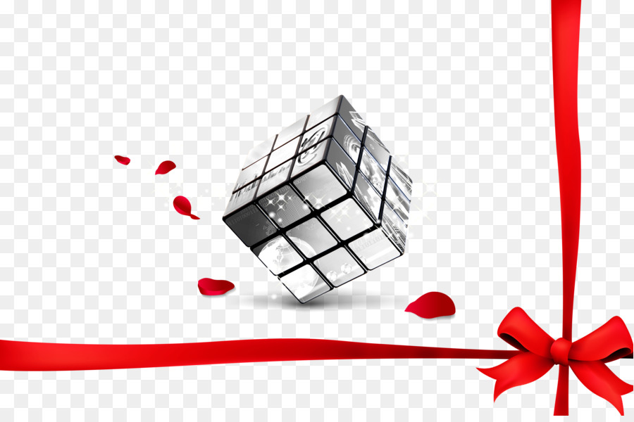 Rubik Küpü，Kırmızı Kurdele PNG