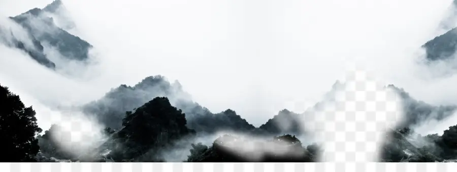 Dağ，Mürekkep Yıkama Resim PNG