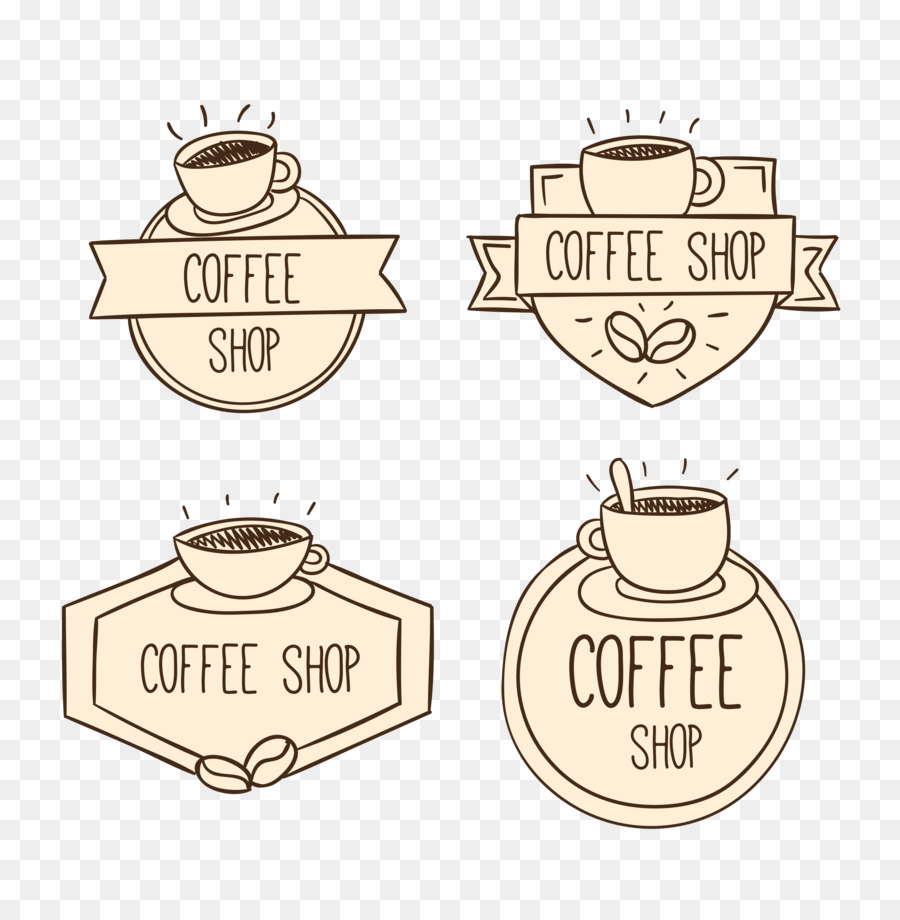 Kahve fincan Cafe Etiket Çizim El boyaması kahve çıkartmaları şeffaf