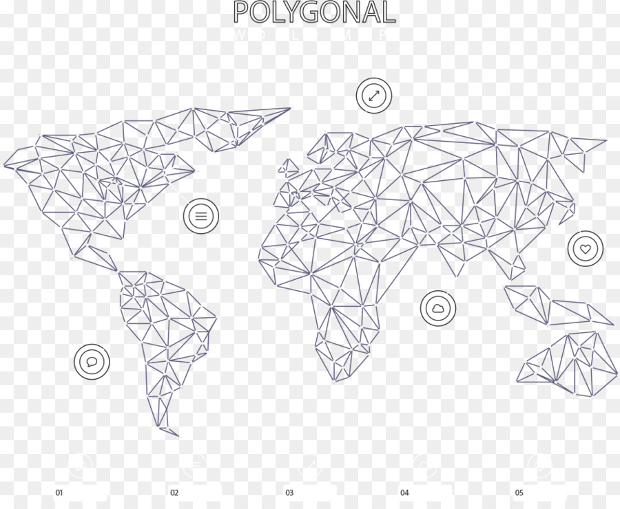 Çokgen Dünya Haritası，Coğrafya PNG