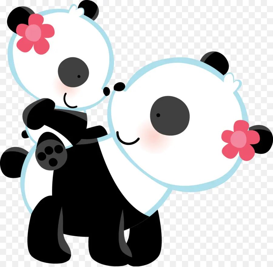 Çiçekli Iki Panda，çiçekler PNG