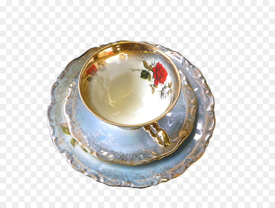 Altın Çay Fincanı，Tabak PNG