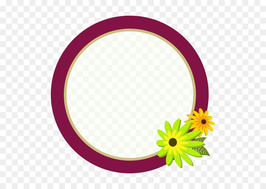 Oval Çerçeve，Sarı Çiçekler PNG