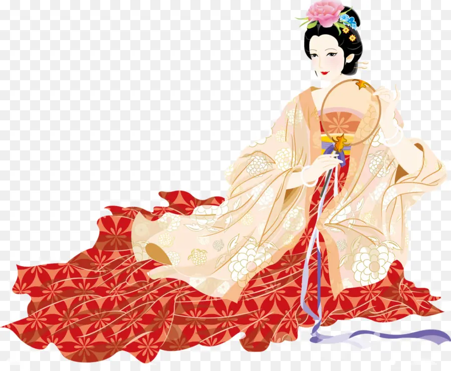 Geleneksel Kadın，Kimono PNG