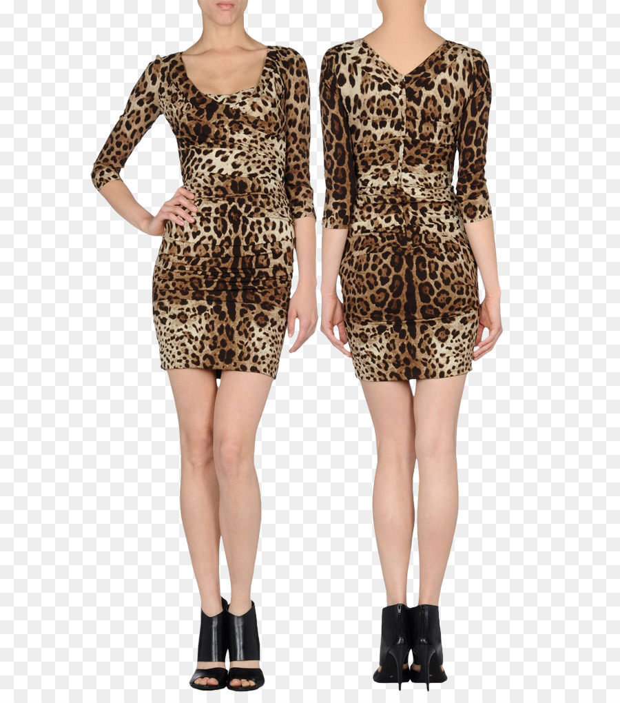 Leopar Desenli Elbise，Moda PNG