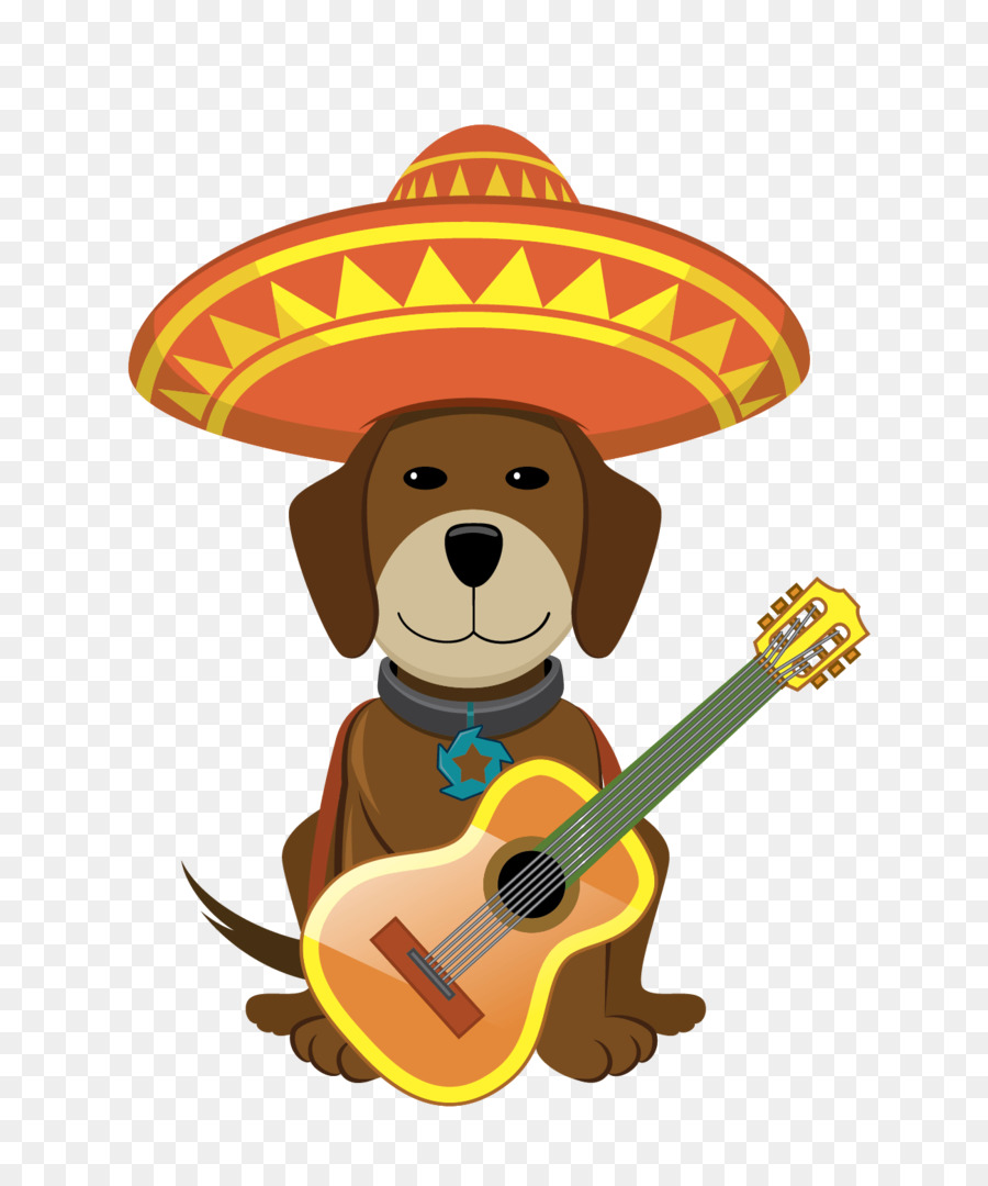 Gitarlı Köpek，şapka PNG