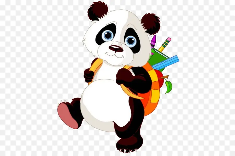 Sırt Çantalı Panda，Okul Malzemeleri PNG