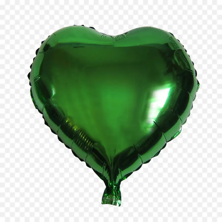 Yeşil Kalpli Balon，Folyo PNG