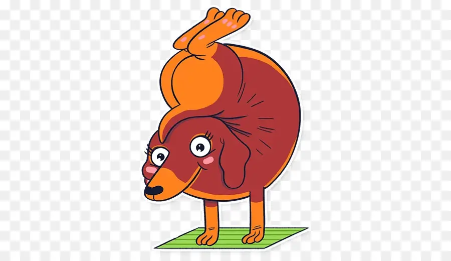 Karikatür Dachshund，Yoga PNG