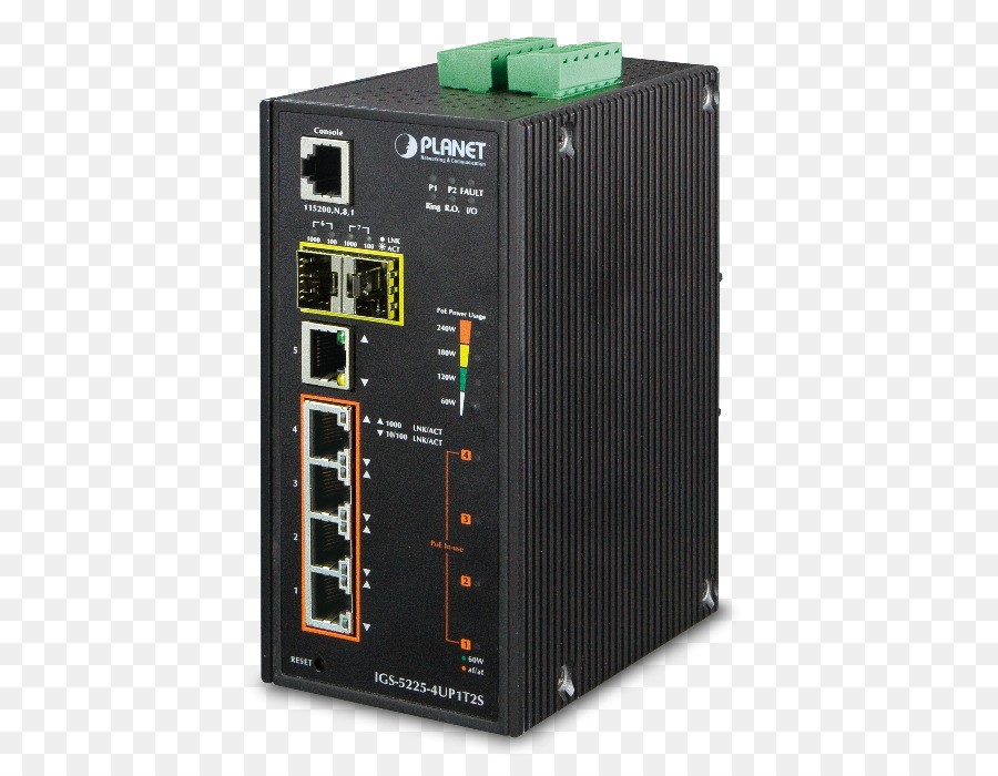 Endüstriyel üzerinden Yapılan Bağlantılar Aşağı 4port Gigabit Ultra Poe Dinrail Igs52254up1t2s Ethernet Anahtarı Yönetilen，Ethernet üzerinden Güç PNG