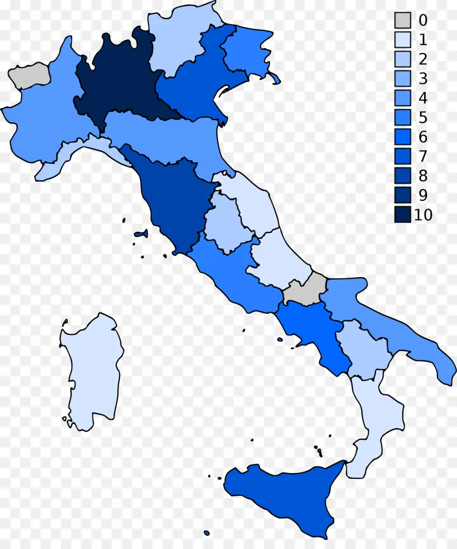 İtalya Haritası，Bölgeler PNG