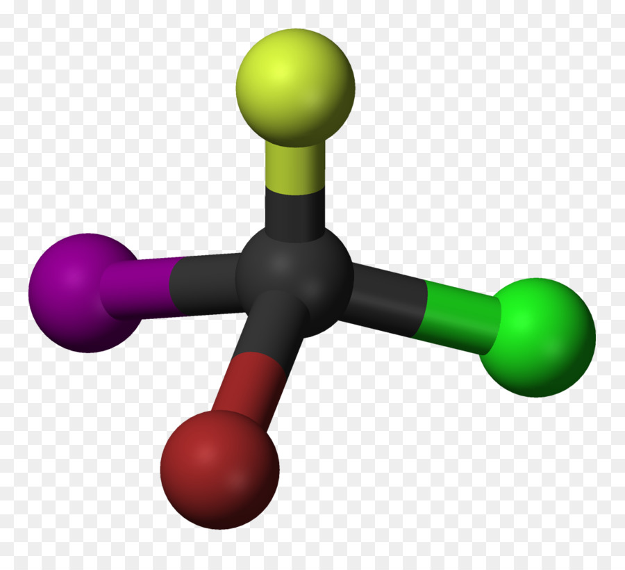 Ballandstick Modeli，Bromochlorofluoroiodometan PNG