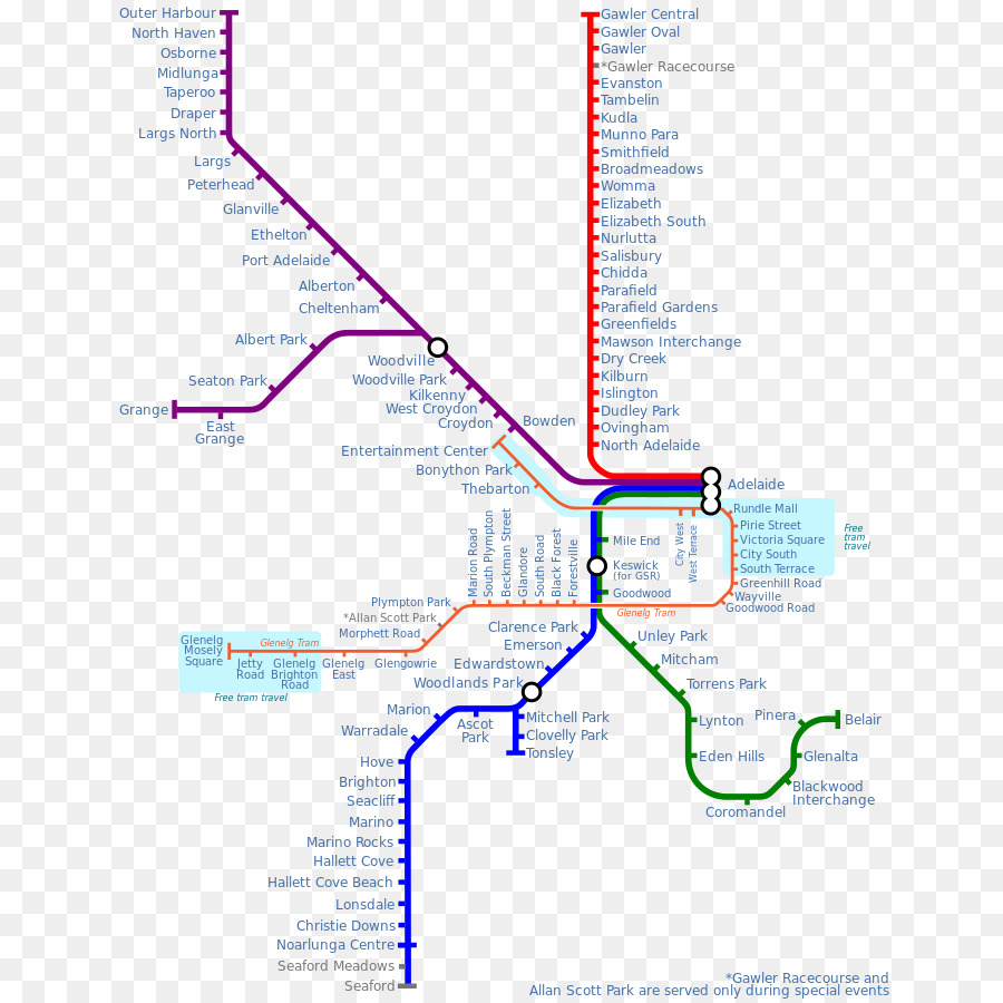 Adelaide şehir Merkezine，Adelaide Metro PNG