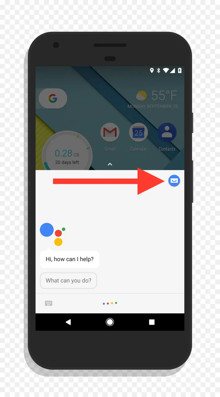 Google Asistanlı Akıllı Telefon，Ekran PNG