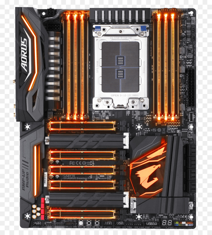 Am4 Soket，Gigabyte Aorus X399 Oyun 7 10 Anakart Atx Soketi Amd Soket Tr4 Tr4 X399 PNG