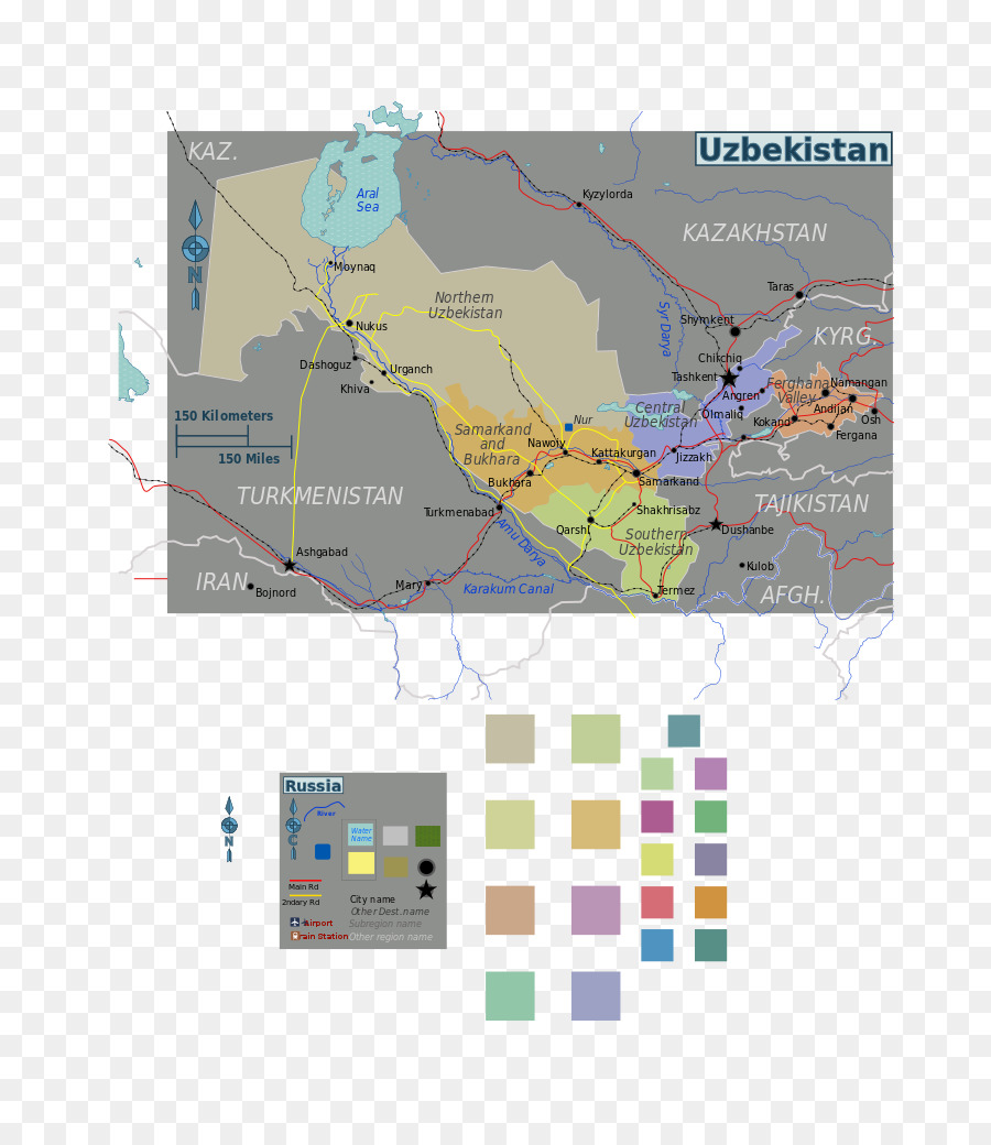 Özbekistan，Harita PNG