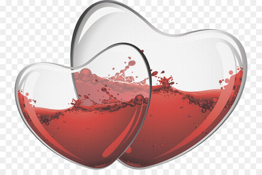 Kırmızı şarap，Cam Kalpler PNG