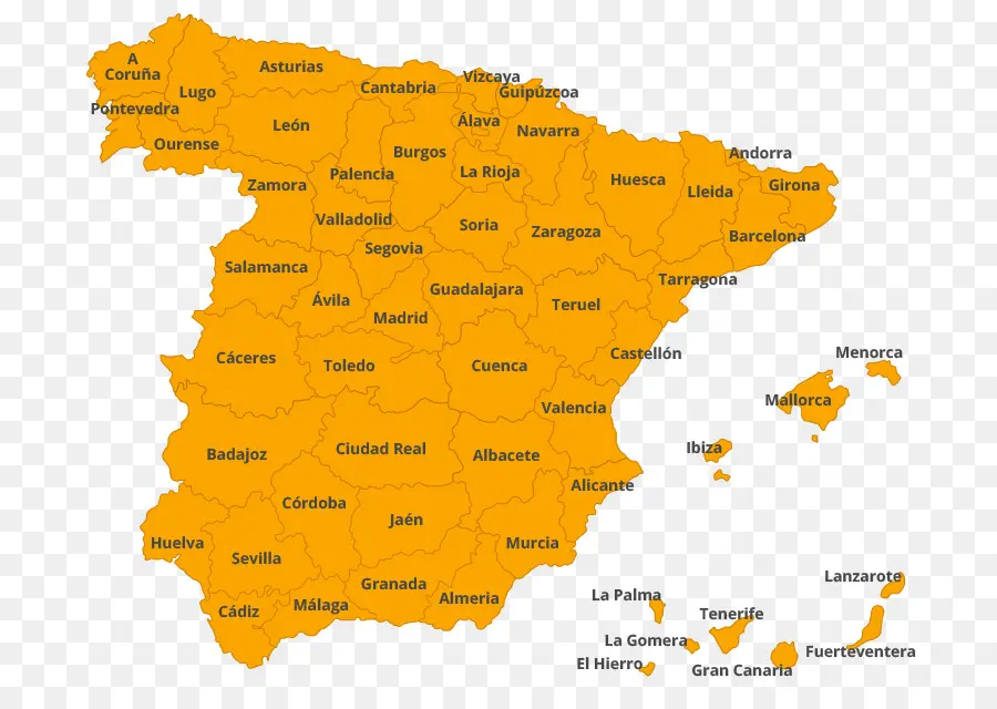 İspanya，Harita PNG