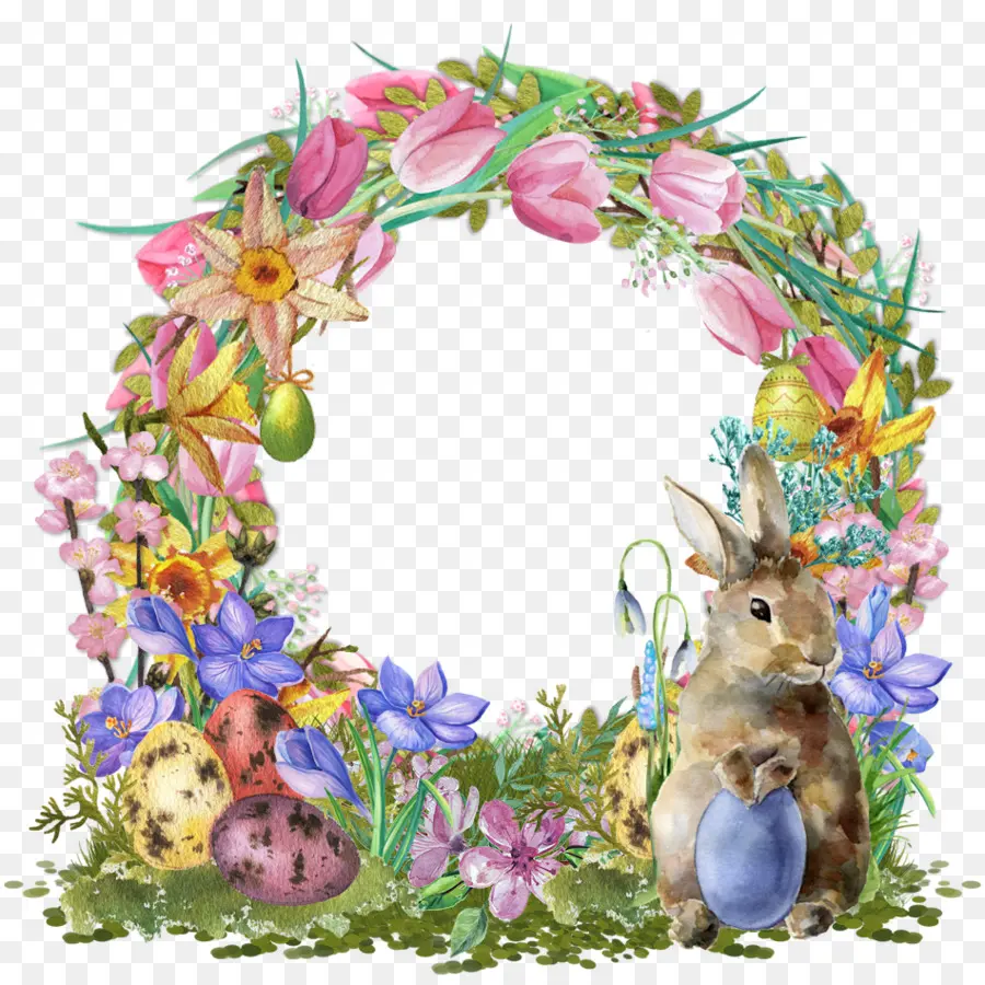 Paskalya Tavşanı，çiçek Tasarımı PNG