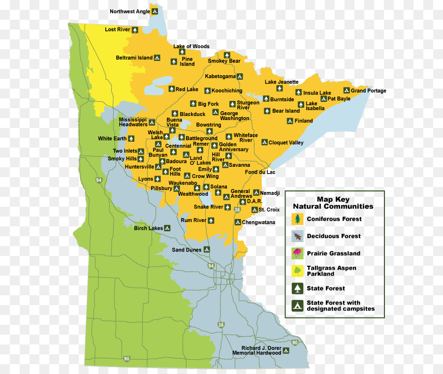 Minnesota Haritası，Doğal Topluluklar PNG