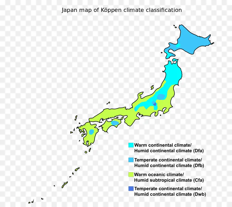 Japonya İklim Haritası，Köppen Sınıflandırması PNG