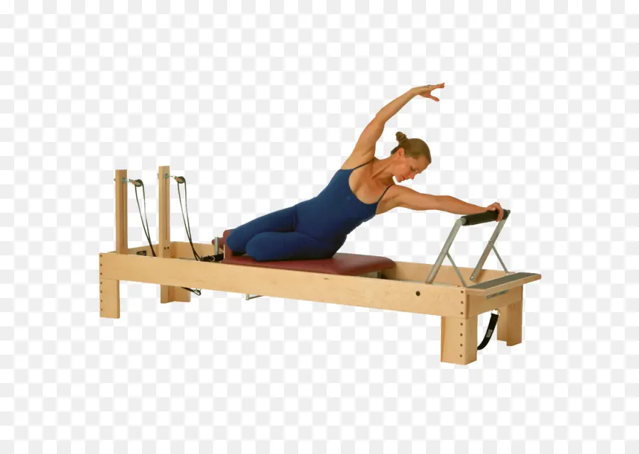 Pilates Reformer'daki Kadın，Egzersiz Yapmak PNG