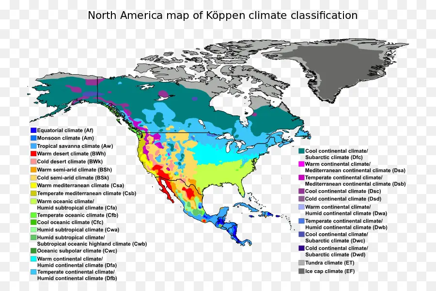 Amerika Birleşik Devletleri，Köppen Iklim Sınıflandırması PNG