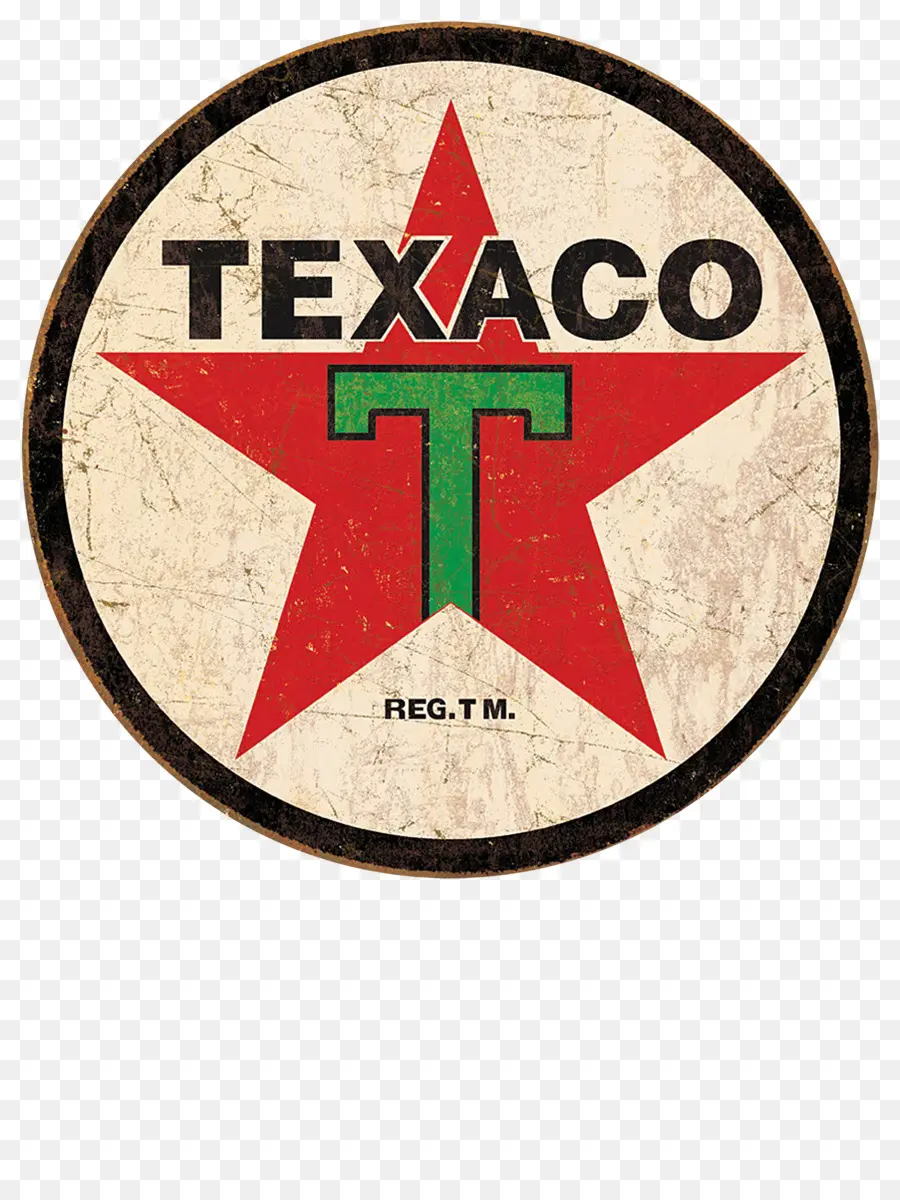 Amblemi，Texaco 1936 Logo üreme Sıkıntılı Retro Vintage Teneke Işareti Yuvarlak PNG