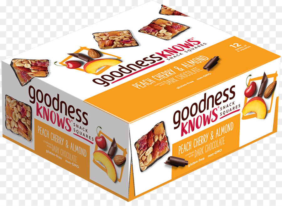 Atıştırmalık，Goodnessknows Kiraz Badem şeftali Ve Koyu çikolata Snack Kareler Kutusu 12count PNG