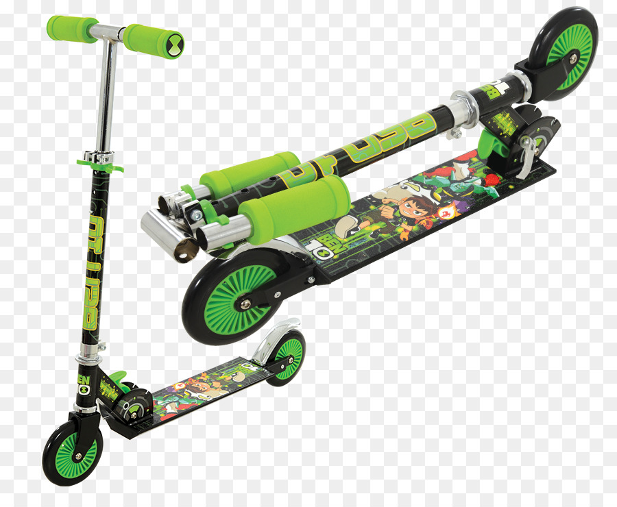 Kick Scooter，Otantik Spor Siyah Yeşil Katlanır Scooter PNG