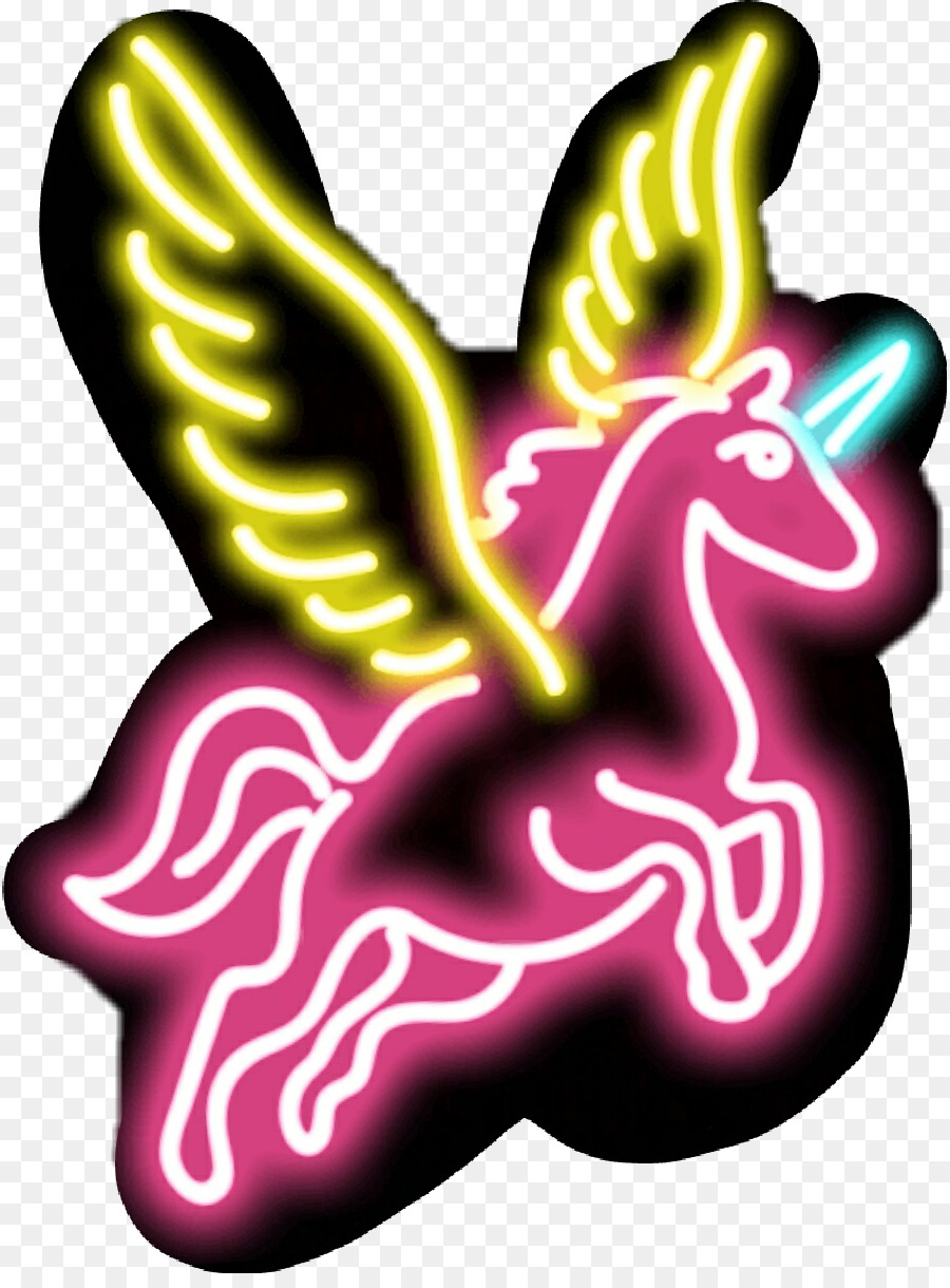 Neon Tek Boynuzlu At，Pegasus PNG