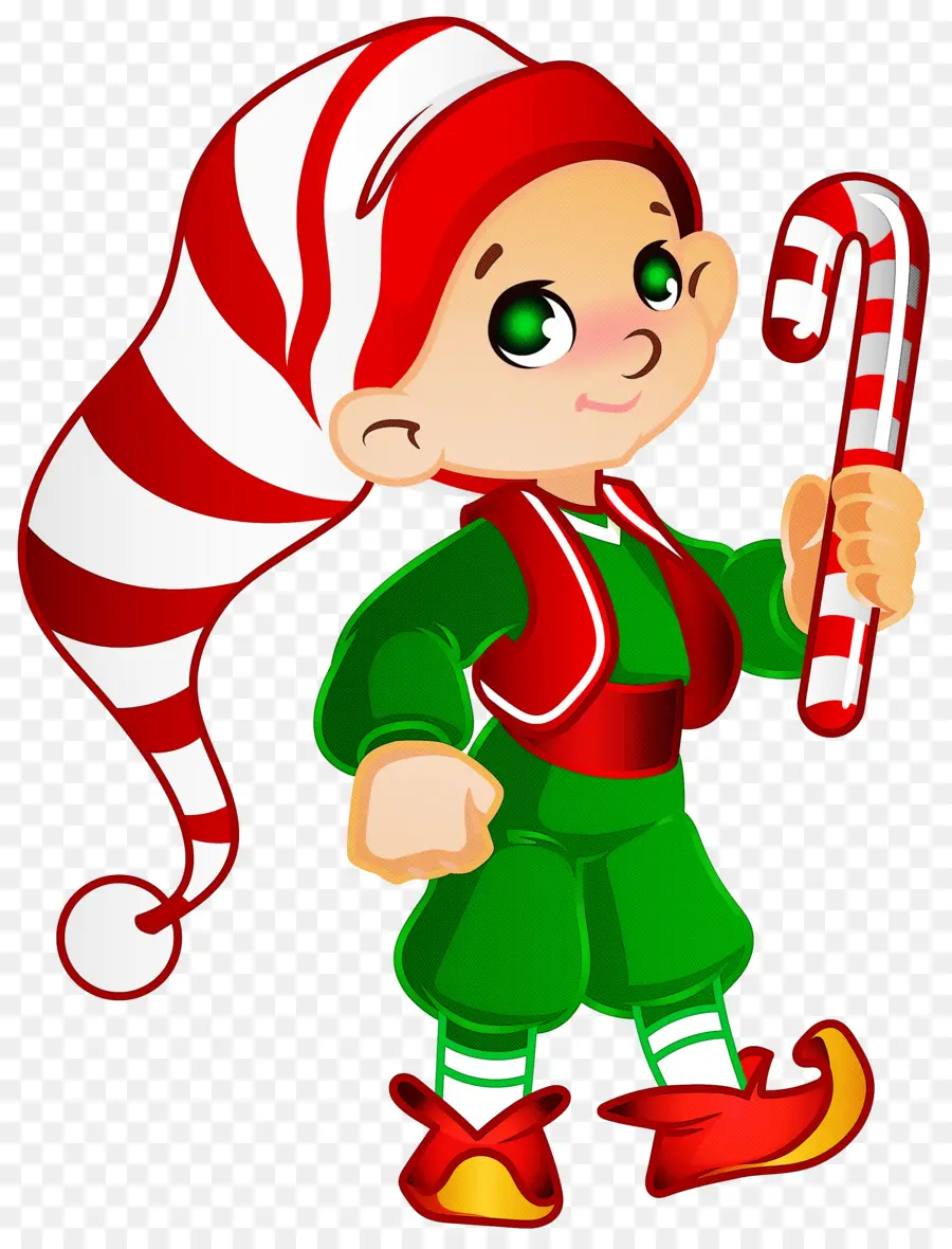 Şeker Kamışı Ile Elf，Noel PNG