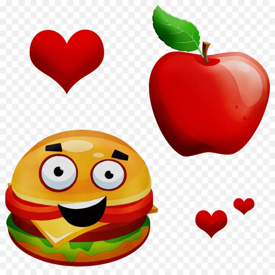 Burger Ve Elma，Kalp PNG