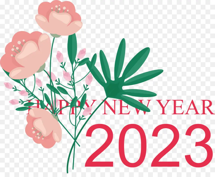 Mutlu Yıllar 2023，Çiçekler PNG