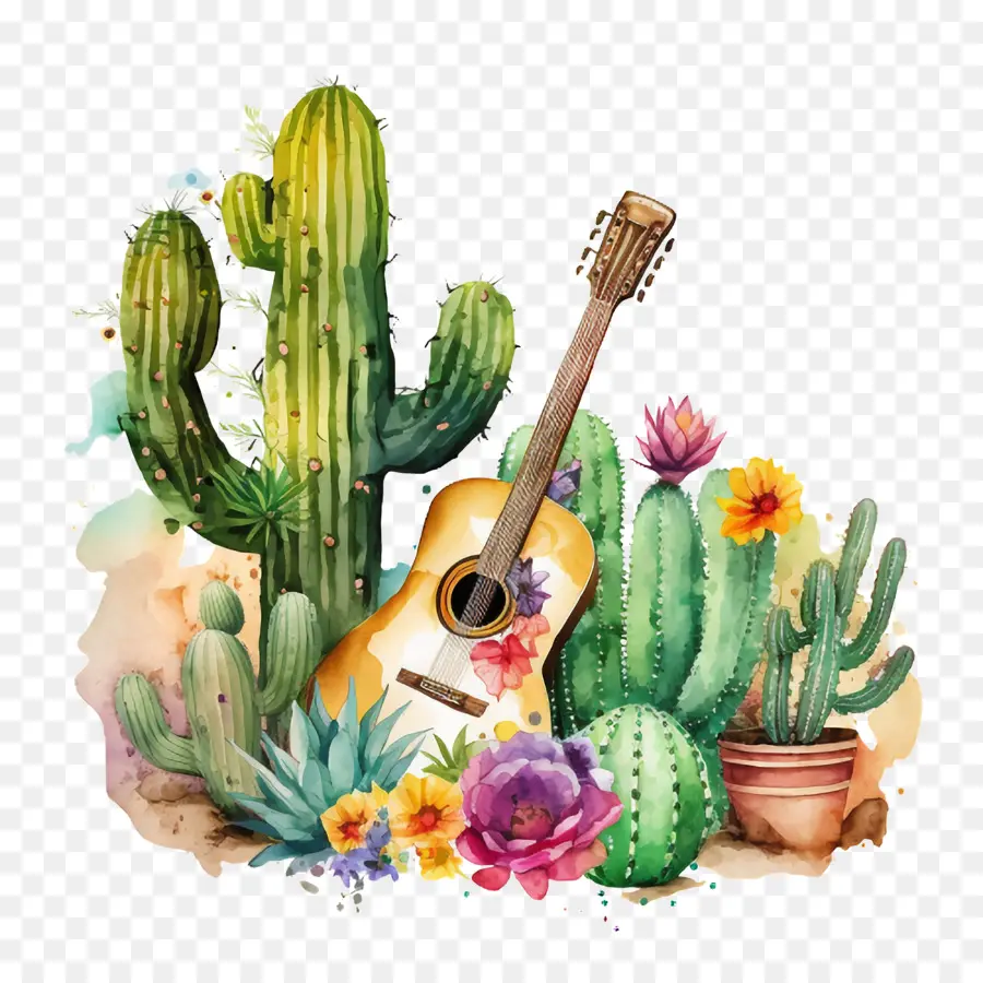 Cinco De Mayo，Kaktüs çalma Gitar PNG