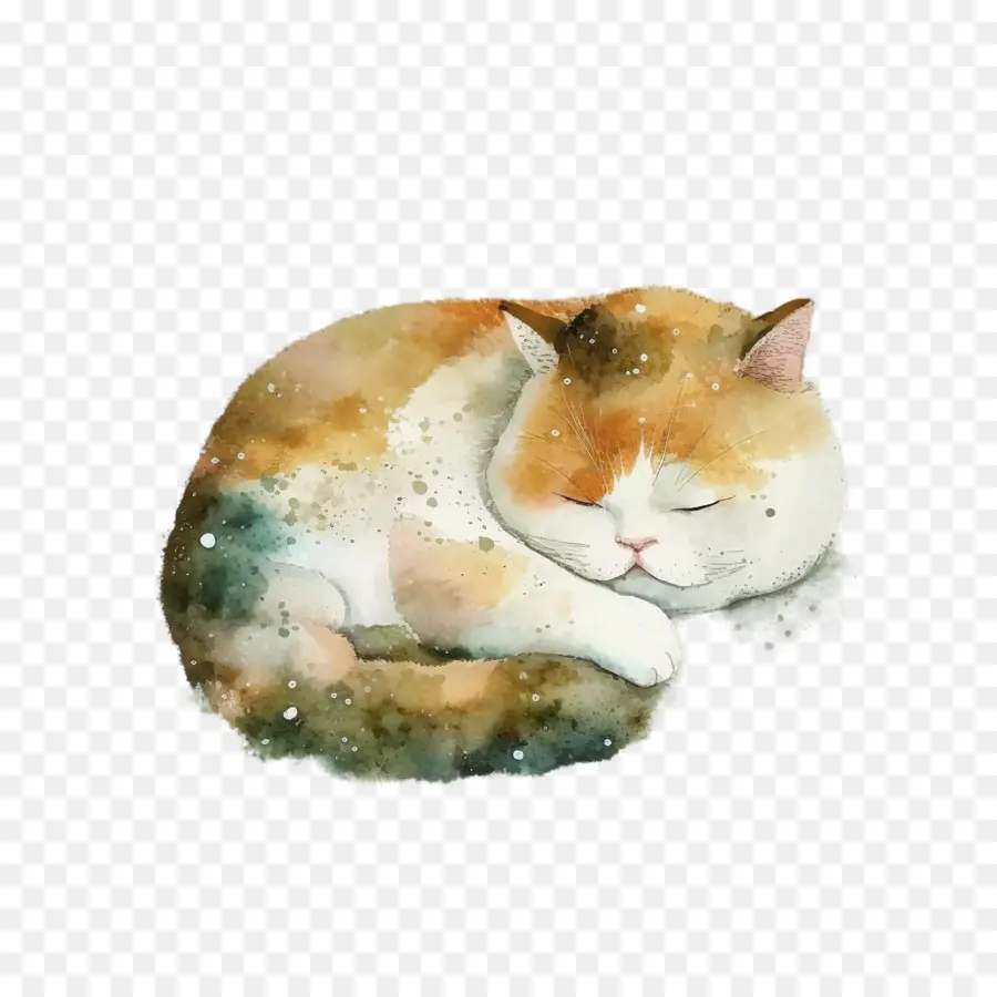 Suluboya Kedi，Uyuyan Kedi PNG