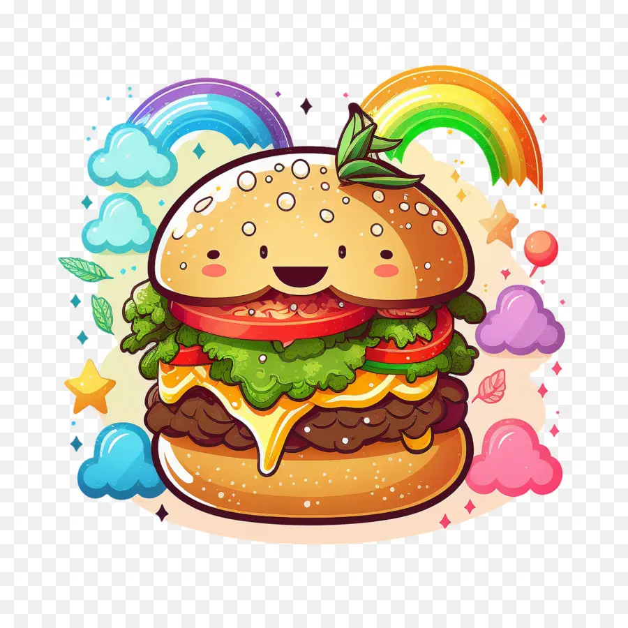 Karikatür Hamburger，Kawaii Hamburger PNG