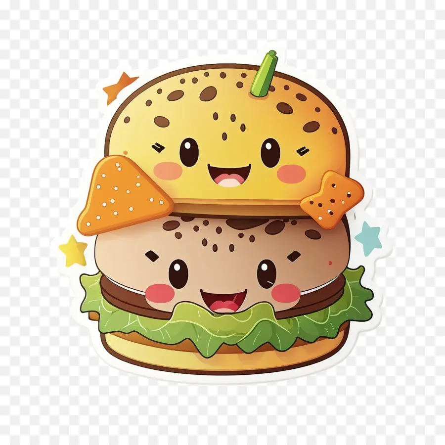 çift ​​peynir Burger，Kawaii Burger PNG