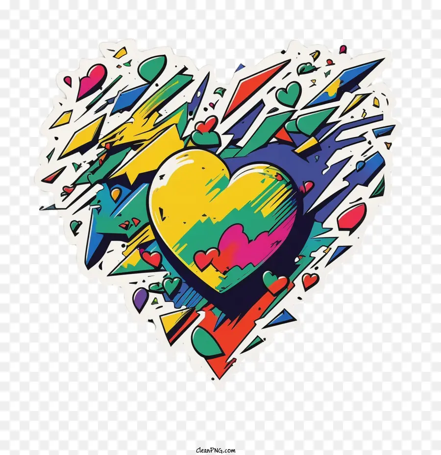 90'ların Kalbinin Renkleri，Soyut Kalp PNG