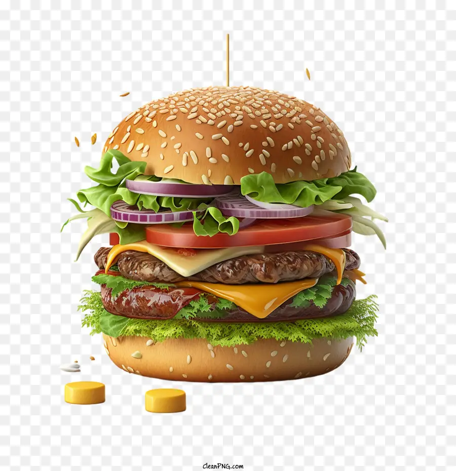 Gerçekçi Burger，3d Burger PNG