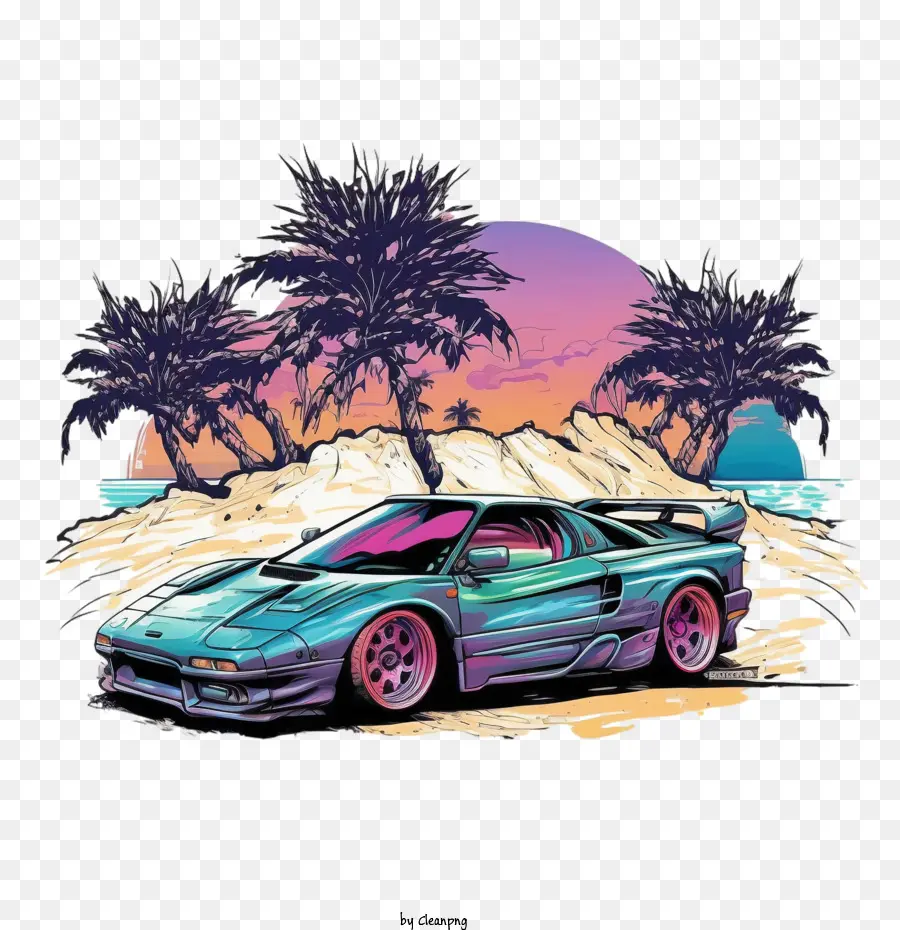90'ların Arabasının Renkleri，Plaj Arabası PNG