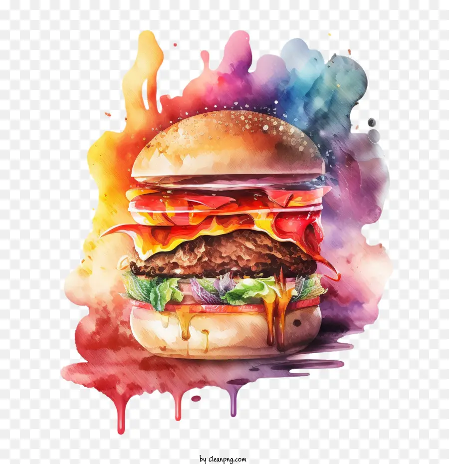 Suluboya Burger，Eritilmiş Burger PNG