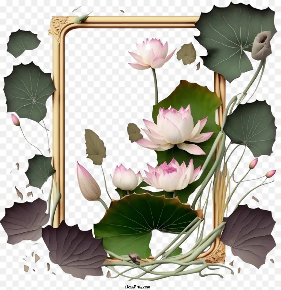 Lotus Çerçeve，çiçek çerçeve PNG