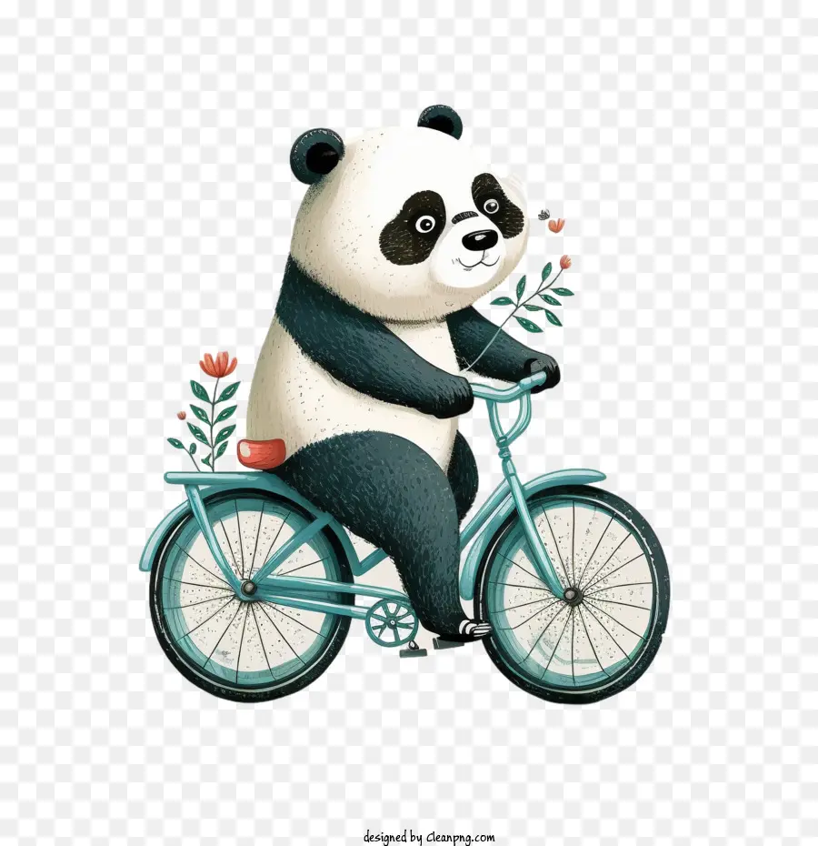 Karikatür Panda，Bisikletli Panda PNG