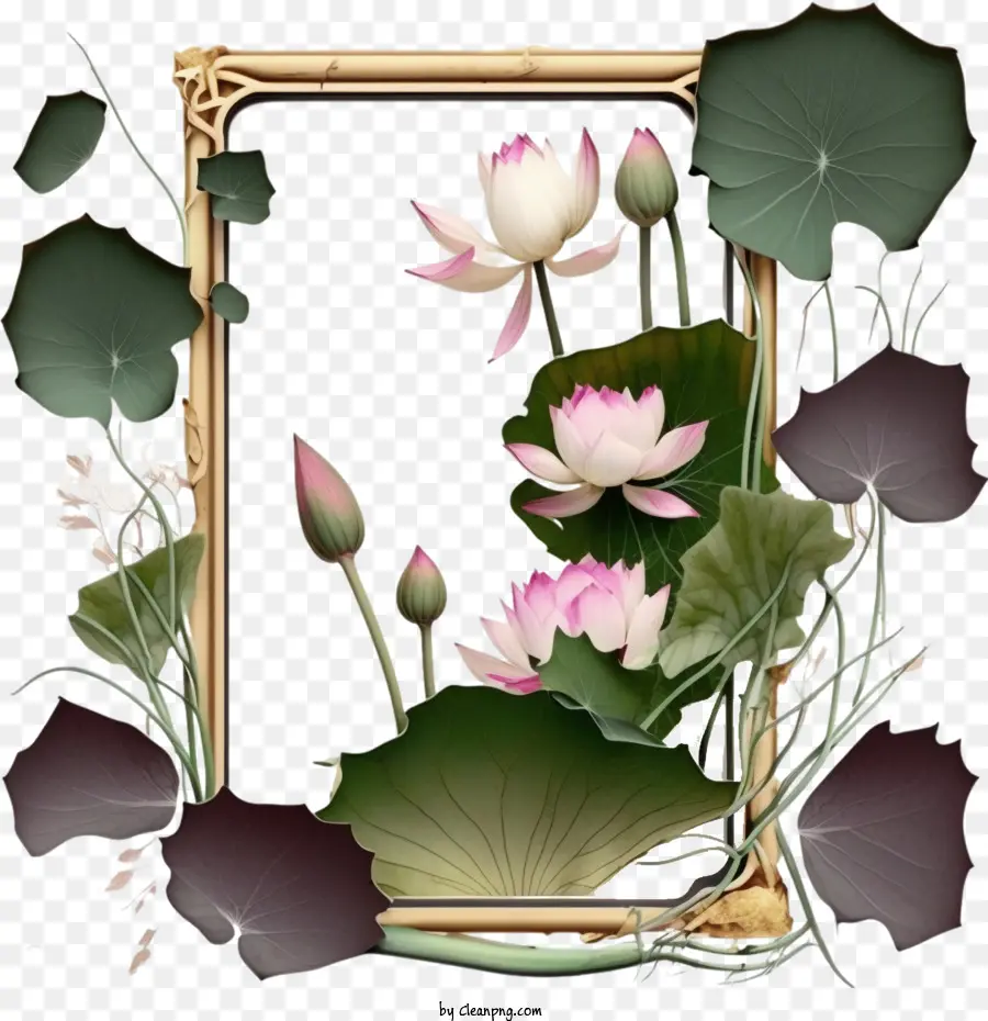Lotus Çerçeve，çiçek çerçeve PNG