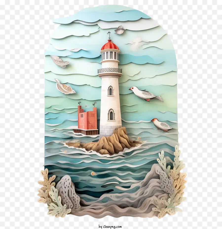 Deniz Feneri，Kağıt Sanat Deniz Feneri PNG